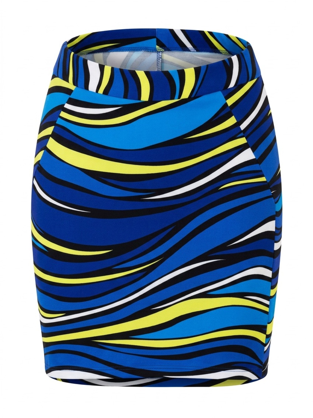 Premise Size 4 Blue Lime Abstract Wave Print Pencil Skirt Stretch